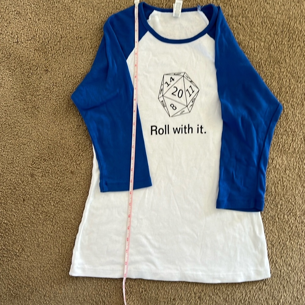 DnD Dungeons and Dragons theme “Roll with it” baseball 3/4 sleeve style
